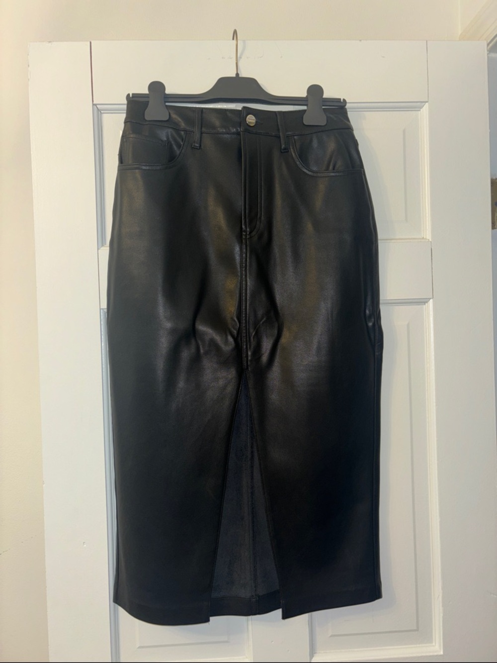 Express Black High-Waist Midi Skirt